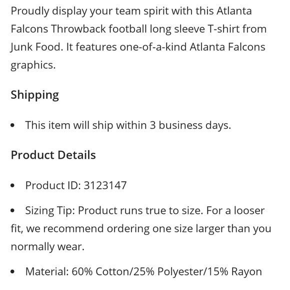 NWOT Women's Atlanta Falcons Long Sleeve T-shirt - Picture 7 of 8